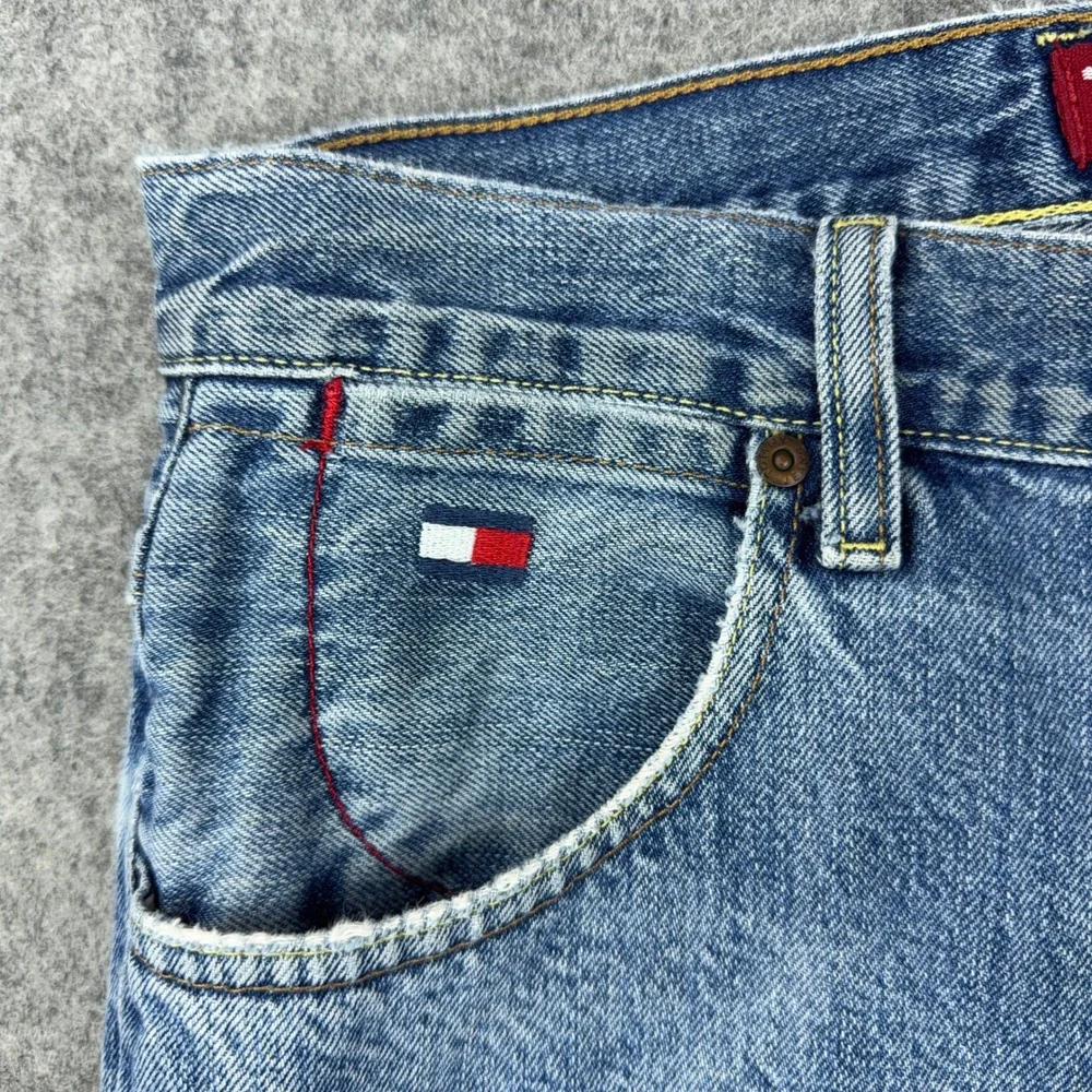 VTG Tommy Jeans Denim Mens 34x30 Light Wash Straight Leg 90s Y2K Made in Mexico